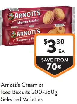 Foodworks Arnott's cream or iced biscuits offer