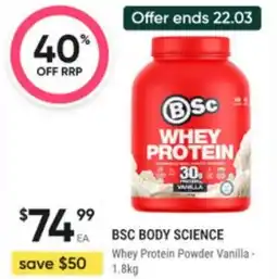Healthy Life Bsc body science whey protein powder vanilla offer