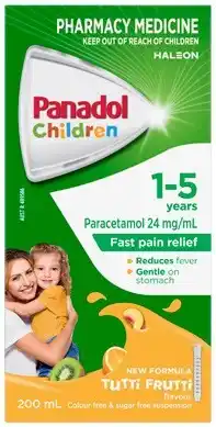 Amcal Pharmacies Panadol Children 1-5 Years Suspension Tutti Frutti offer
