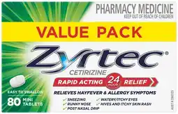 Amcal Pharmacies Zyrtec Hayfever & Allergy Relief Value Mini Tablets offer