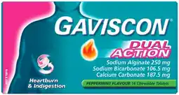 Amcal Pharmacies Gaviscon Dual Action Peppermint 16 Tablets offer