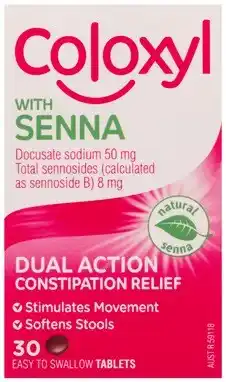 Amcal Pharmacies Coloxyl With Senna Dual Action Constipation Relief 30 Tablets offer