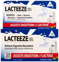 Amcal Pharmacies Lacteeze Lactase Enzymes 120 Tablets offer