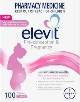 Amcal Pharmacies Elevit Pre-Conception & Pregnancy Multivitamin 100 Tablets offer