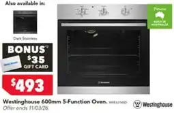 Harvey Norman Westinghouse 600mm 5-function Oven. offer