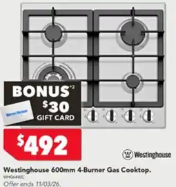 Harvey Norman 4-burner gas cooktop. offer