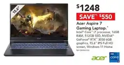 Harvey Norman Aspire 7 gaming laptop offer
