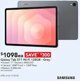 Harvey Norman Galaxy tab s11 wi-fi offer