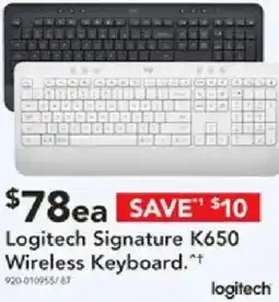 Harvey Norman Logitech signature k650 wireless keyboard offer