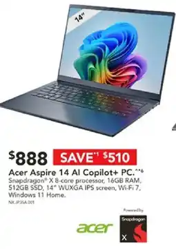 Harvey Norman Acer aspire 14 al copilot+ pc offer