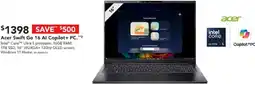 Harvey Norman Acer swift go 16 al copilot+ pc. offer
