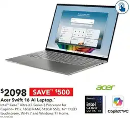 Harvey Norman Acer swift 16 al laptop offer