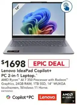 Harvey Norman Ideapad copilot+ pc 2-in-1 laptop offer