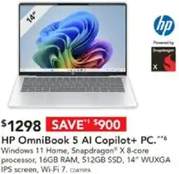 Harvey Norman Hp omnibook 5 ai copilot+ pc offer
