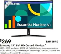 Harvey Norman Full HD Curved Monitor offer