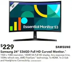 Harvey Norman S36gd full hd curved monitor offer