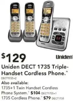 Harvey Norman Uniden dect 1735 triple- handset cordless phone offer