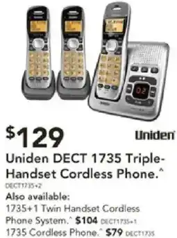 Harvey Norman Uniden dect 1735 cordless phone offer