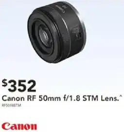 Harvey Norman Canon rf 50mm f/1.8 stm lens. offer
