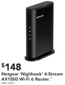 Harvey Norman Netgear nighhawk 4-stream ax1800 wi-fi 6 router offer