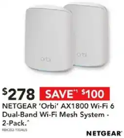 Harvey Norman Netgear 'orbi' ax1800 wi-fi 6 dual-band wi-fi mesh system offer