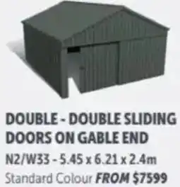 Stratco Double-double sliding doors on gable end offer