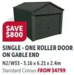 Stratco Single-one roller door on gable end offer