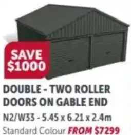 Stratco Double-two roller doors on gable end offer