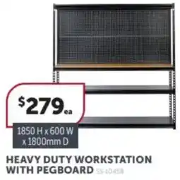 Stratco Heavy duty workstation with pegboard offer