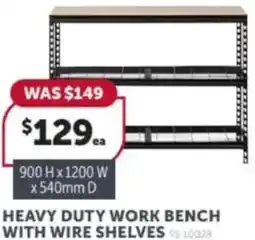 Stratco Heavy duty work bench with wire shelve offer