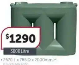 Stratco Slimline poly tanks offer