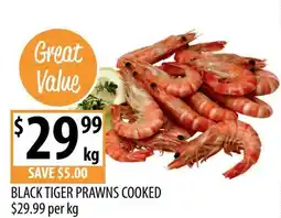Supabarn Black tiger prawns cooked offer