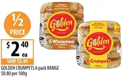 Supabarn Golden crumpets 6 pack range offer