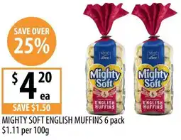 Supabarn Mighty soft english muffins 6 pack offer