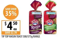 Supabarn Tip top raisin toast range offer
