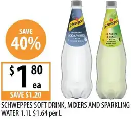 Supabarn Schweppes soft drink, mixers and sparkling water offer