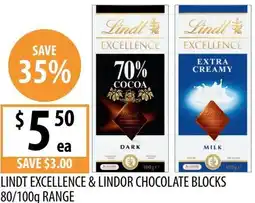 Supabarn Lindt excellence & lindor chocolate blocks offer