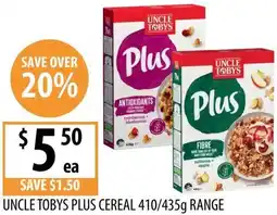 Supabarn Uncle tobys plus cereal offer