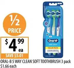 Supabarn Oral-b 5 way clean soft toothbrush offer