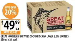 Supabarn Great northern brewing co super crisp lager 3.5% bottles offer