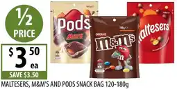Supabarn Maltesers, m&m's and pods snack bag offer