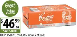 Supabarn Coopers dry 3.5% cans offer