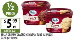 Supabarn Bulla creamy classic ice cream tubs offer