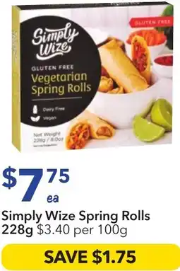 Ritchies Simply wize spring rolls offer