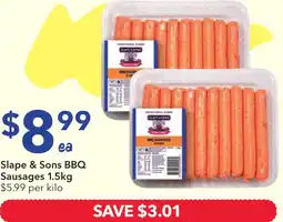 Ritchies Slape & sons bbq sausages 1.5kg offer