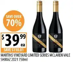 Supabarn Martins vineyard limited series mclaren vale shiraz 2021 offer