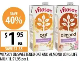 Supabarn Vitasoy unsweetened oat and almond long life milk offer