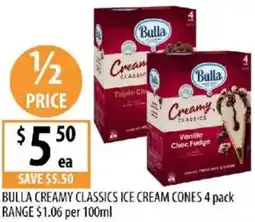 Supabarn Bulla creamy classics ice cream cones offer