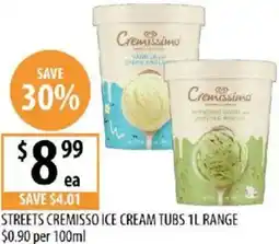 Supabarn Streets cremisso ice cream tubs offer