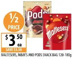 Supabarn Maltesers, m&m's and pods snack bag offer